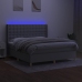 Cama box spring colchón y luces LED tela gris claro 180x200 cm