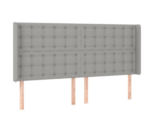 Cama box spring colchón y luces LED tela gris claro 180x200 cm