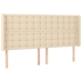 Cama box spring colchón y luces LED tela crema 180x200 cm