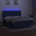 Cama box spring colchón y luces LED tela azul 180x200 cm