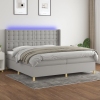 Cama box spring con colchón tela y LED gris claro 200x200 cm