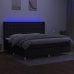 Cama box spring colchón y luces LED tela negro 200x200 cm