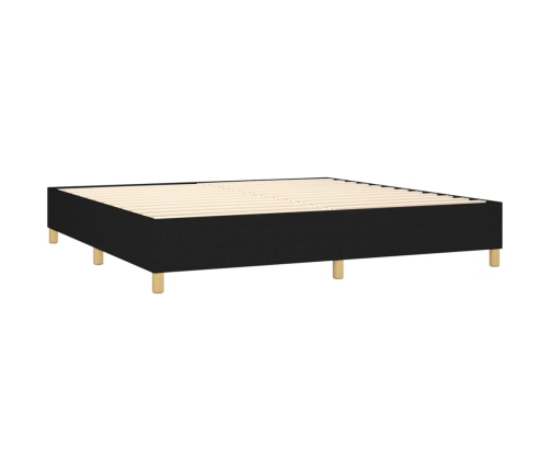 Cama box spring colchón y luces LED tela negro 200x200 cm