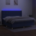 Cama box spring colchón y luces LED tela azul 200x200 cm