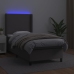 Cama box spring y colchón LED cuero sintético gris 80x200 cm