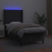 Cama box spring y colchón LED cuero sintético negro 90x190 cm