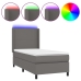 Cama box spring y colchón LED cuero sintético gris 90x200 cm