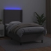 Cama box spring y colchón LED cuero sintético gris 90x200 cm