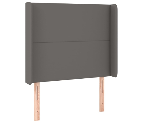 Cama box spring y colchón LED cuero sintético gris 90x200 cm
