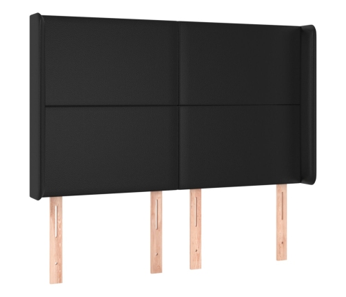 vidaXL Cama box spring colchón y LED cuero sintético negro 140x190 cm