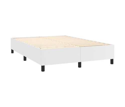 Cama box spring colchón y LED cuero sintético blanco 140x190 cm