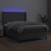 Cama box spring colchón y LED cuero sintético gris 140x190 cm