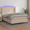 Cama box spring colchón LED cuero sintético capuchino 140x190cm