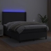 Cama box spring colchón y LED cuero sintético negro 140x200 cm