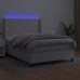 Cama box spring colchón y LED cuero sintético blanco 140x200 cm