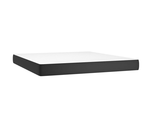 vidaXL Cama box spring colchón y LED cuero sintético negro 160x200 cm