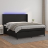 vidaXL Cama box spring colchón y LED cuero sintético negro 160x200 cm