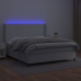 Cama box spring colchón y LED cuero sintético blanco 160x200 cm