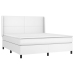 Cama box spring colchón y LED cuero sintético blanco 160x200 cm