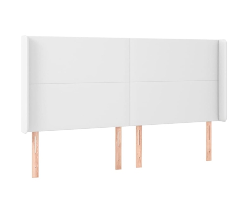 Cama box spring colchón y LED cuero sintético blanco 160x200 cm