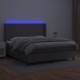 Cama box spring colchón y LED cuero sintético gris 160x200 cm