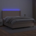 Cama box spring colchón LED cuero sintético capuchino 160x200cm