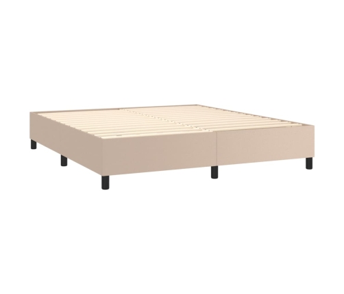 Cama box spring colchón LED cuero sintético capuchino 160x200cm