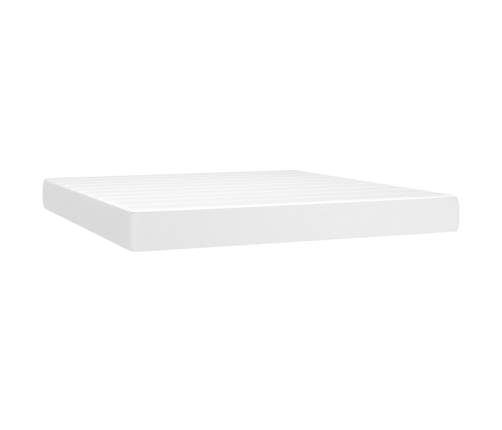 Cama box spring colchón y LED cuero sintético blanco 180x200 cm