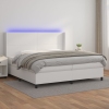 vidaXL Cama box spring colchón y LED cuero sintético blanco 200x200 cm