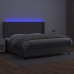 Cama box spring colchón y LED cuero sintético gris 200x200 cm