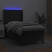 Cama box spring y colchón LED cuero sintético negro 80x200 cm