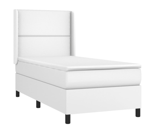 vidaXL Cama box spring y colchón LED cuero sintético blanco 80x200 cm