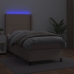 Cama box spring colchón LED cuero sintético capuchino 80x200 cm