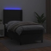 Cama box spring y colchón LED cuero sintético negro 90x190 cm