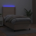 Cama box spring colchón LED cuero sintético capuchino 90x190 cm