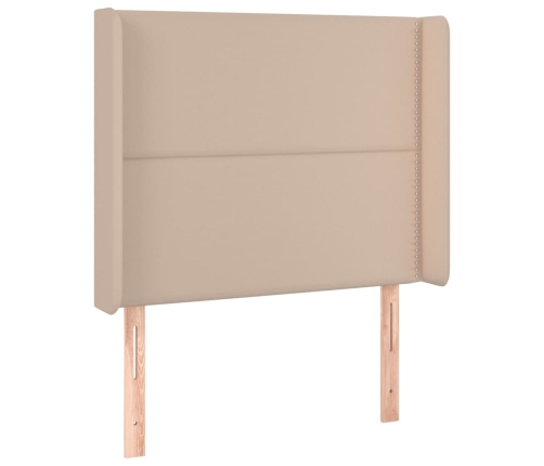 Cama box spring colchón LED cuero sintético capuchino 90x190 cm