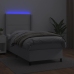 Cama box spring y colchón LED cuero sintético blanco 90x200 cm