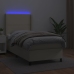 Cama box spring colchón y LED cuero sintético crema 100x200 cm