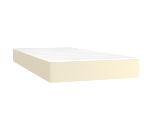 Cama box spring colchón y LED cuero sintético crema 100x200 cm