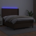 vidaXL Cama box spring colchón y LED cuero sintético marrón 140x190 cm