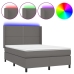 Cama box spring colchón y LED cuero sintético gris 140x190 cm