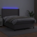 Cama box spring colchón y LED cuero sintético gris 140x190 cm