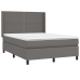 Cama box spring colchón y LED cuero sintético gris 140x190 cm