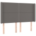 Cama box spring colchón y LED cuero sintético gris 140x190 cm