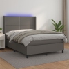 Cama box spring colchón y LED cuero sintético gris 140x190 cm