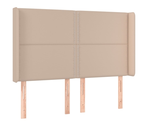 Cama box spring colchón LED cuero sintético capuchino 140x190cm