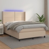 Cama box spring colchón LED cuero sintético capuchino 140x190cm