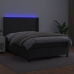 Cama box spring colchón y LED cuero sintético negro 140x200 cm