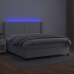 Cama box spring colchón y LED cuero sintético blanco 160x200 cm