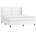 Cama box spring colchón y LED cuero sintético blanco 160x200 cm